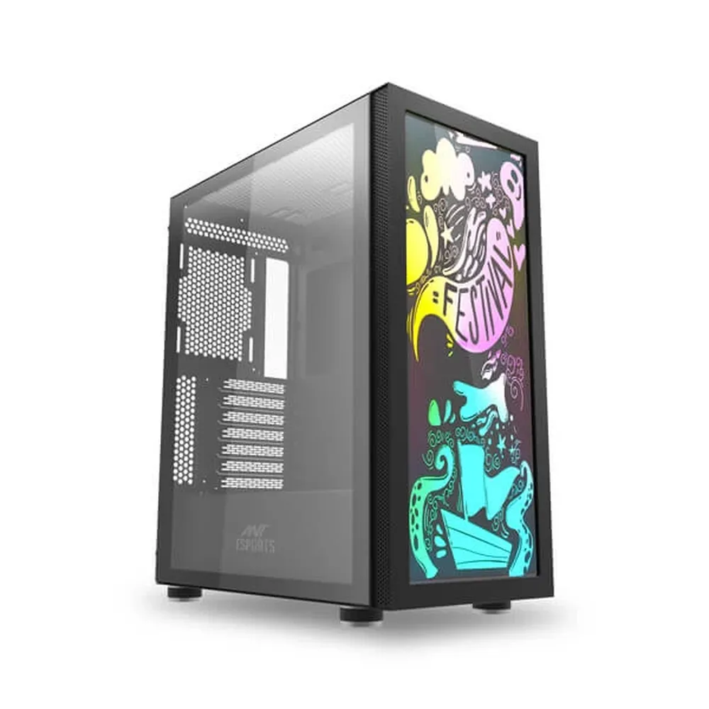 ANT ESPORTS Graffiti ATX Mid Tower Cabinet (Black)